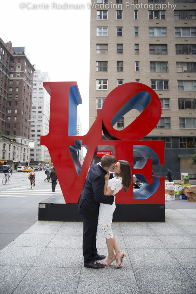 LOVE sculpture 55th St in NYC, New York City Engagement Session, Carrie Rodman Photography